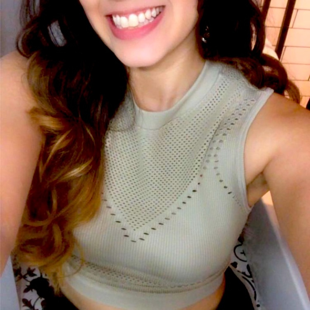 Tan high neck crop top